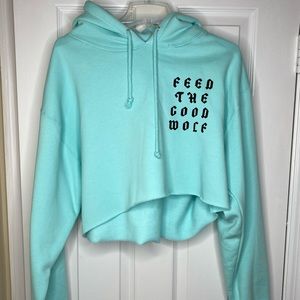 Feed the good wolf men’s cropped hoodie size L